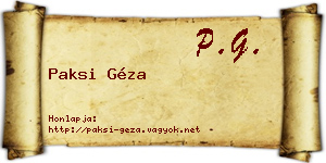 Paksi Géza névjegykártya
